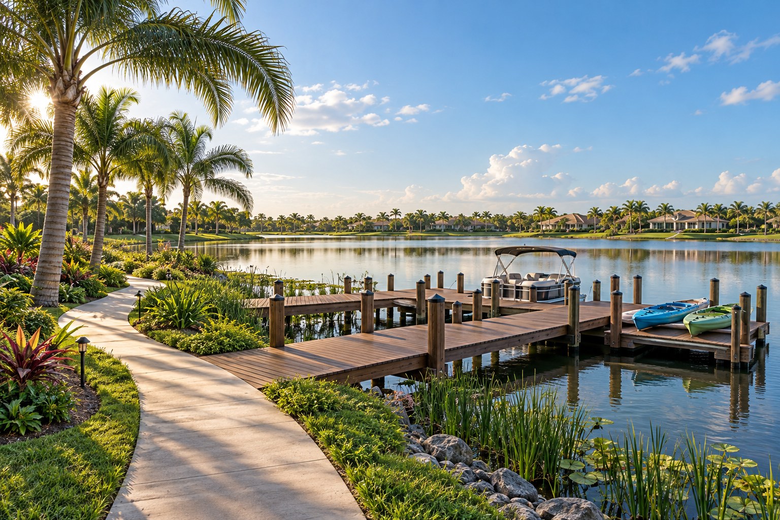 Lakeside Dock & Paths rendering